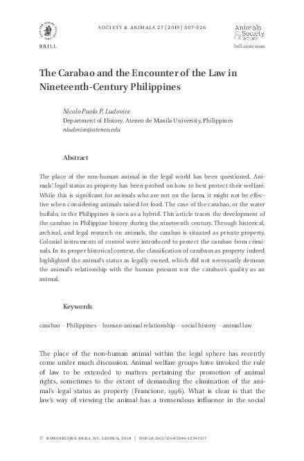 The Carabao and the Encounter of the Law in Nineteenth .